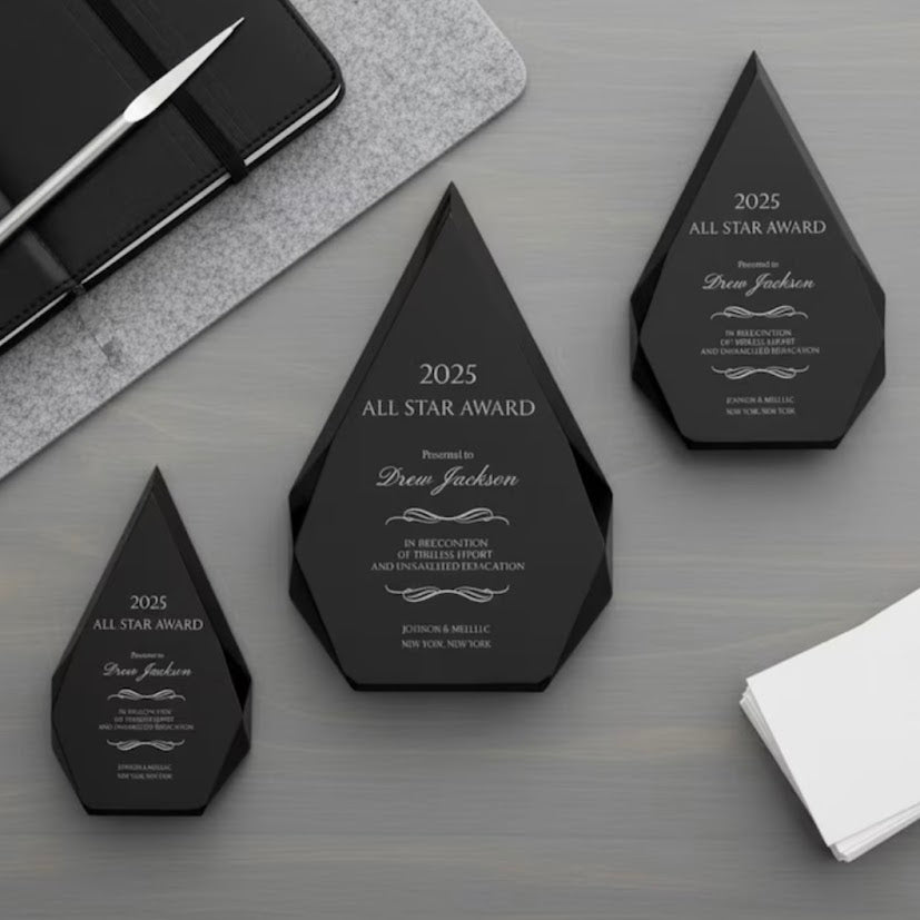 Black Acrylic Diamond Award - Engrave With Purpose