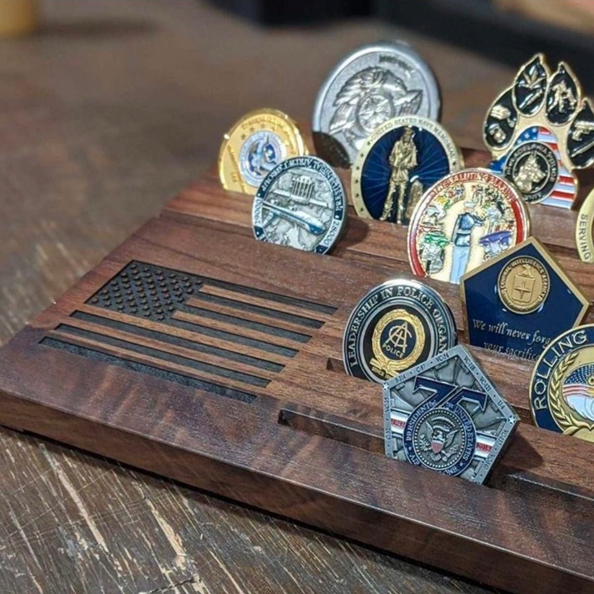 Desktop Challenge Coin Display - Engrave With Purpose