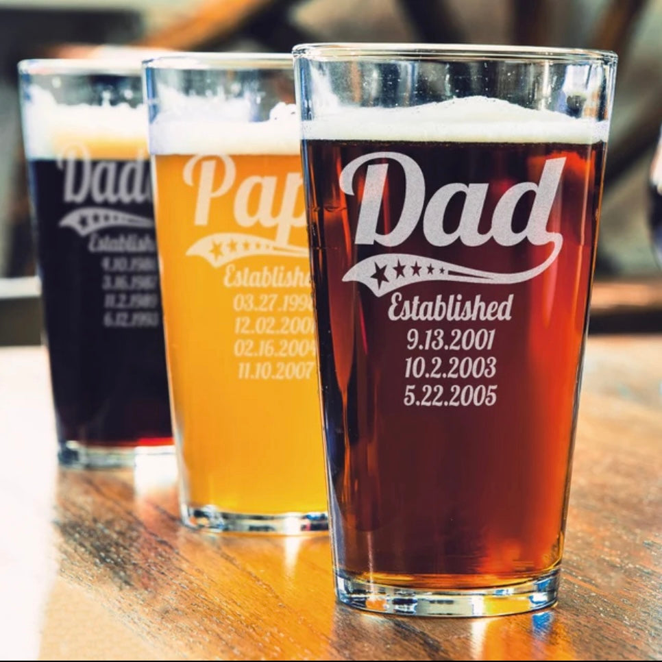 Engraved dad pint glass