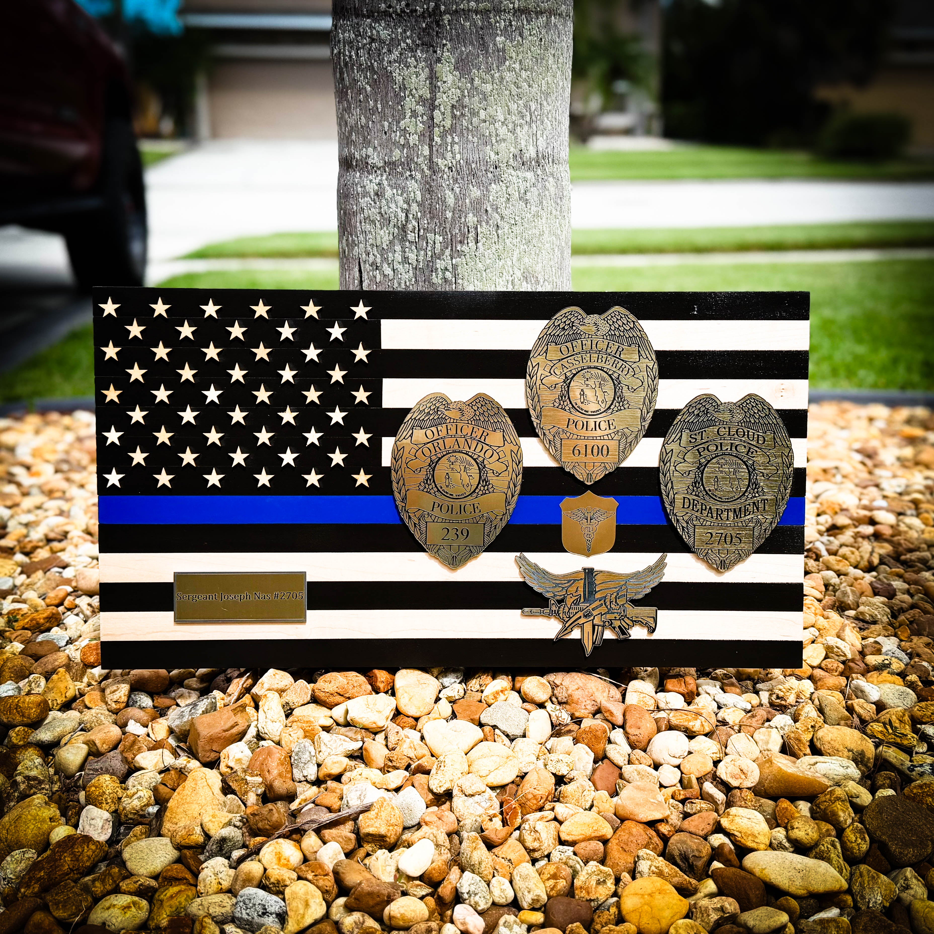 Custom police wood flag