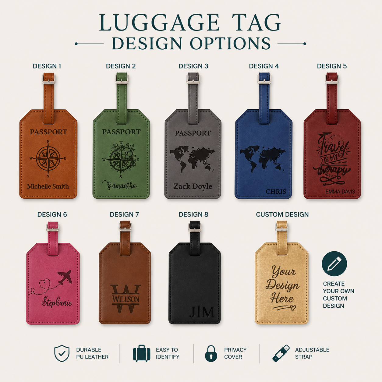 Luggage tag design options