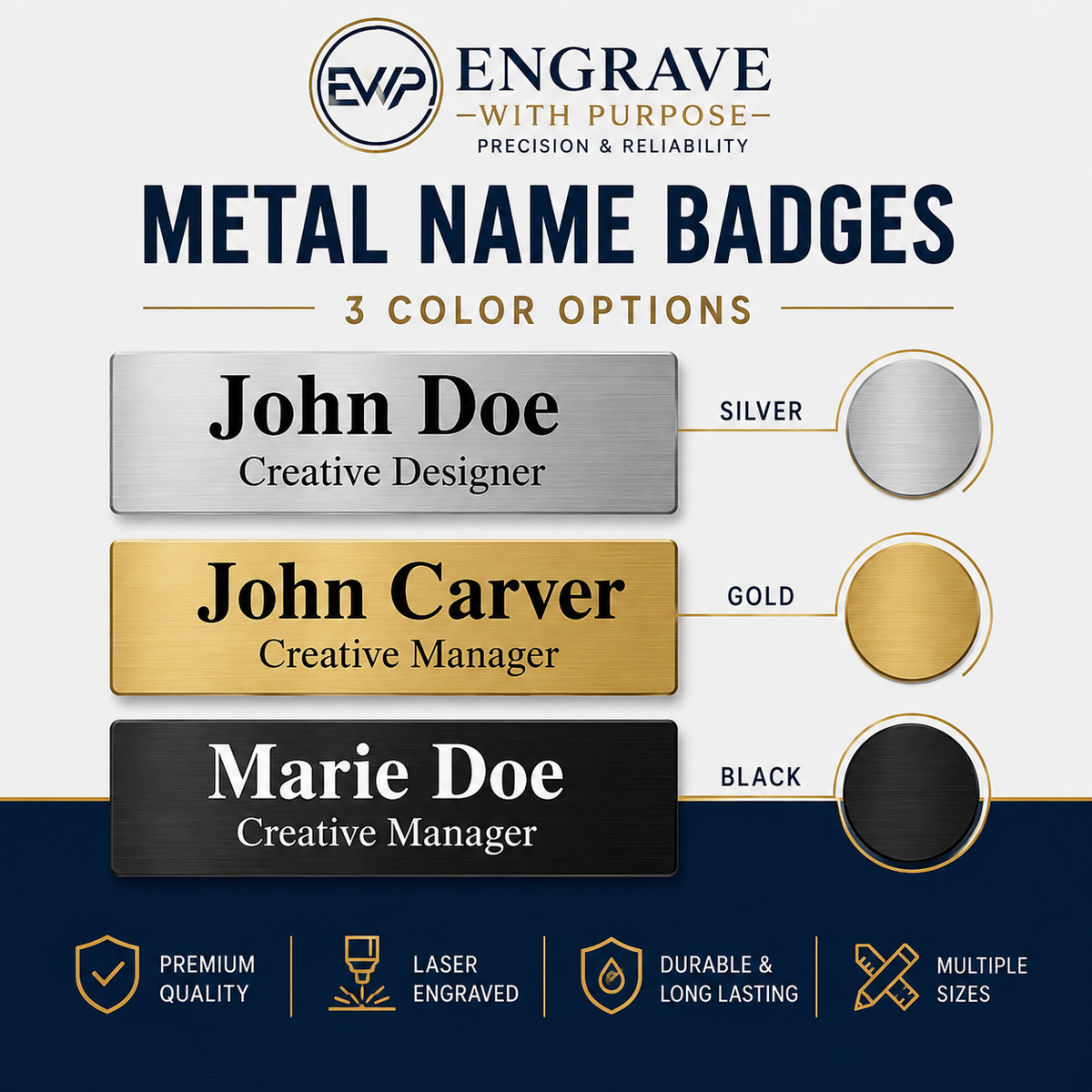 Metal name tag colors