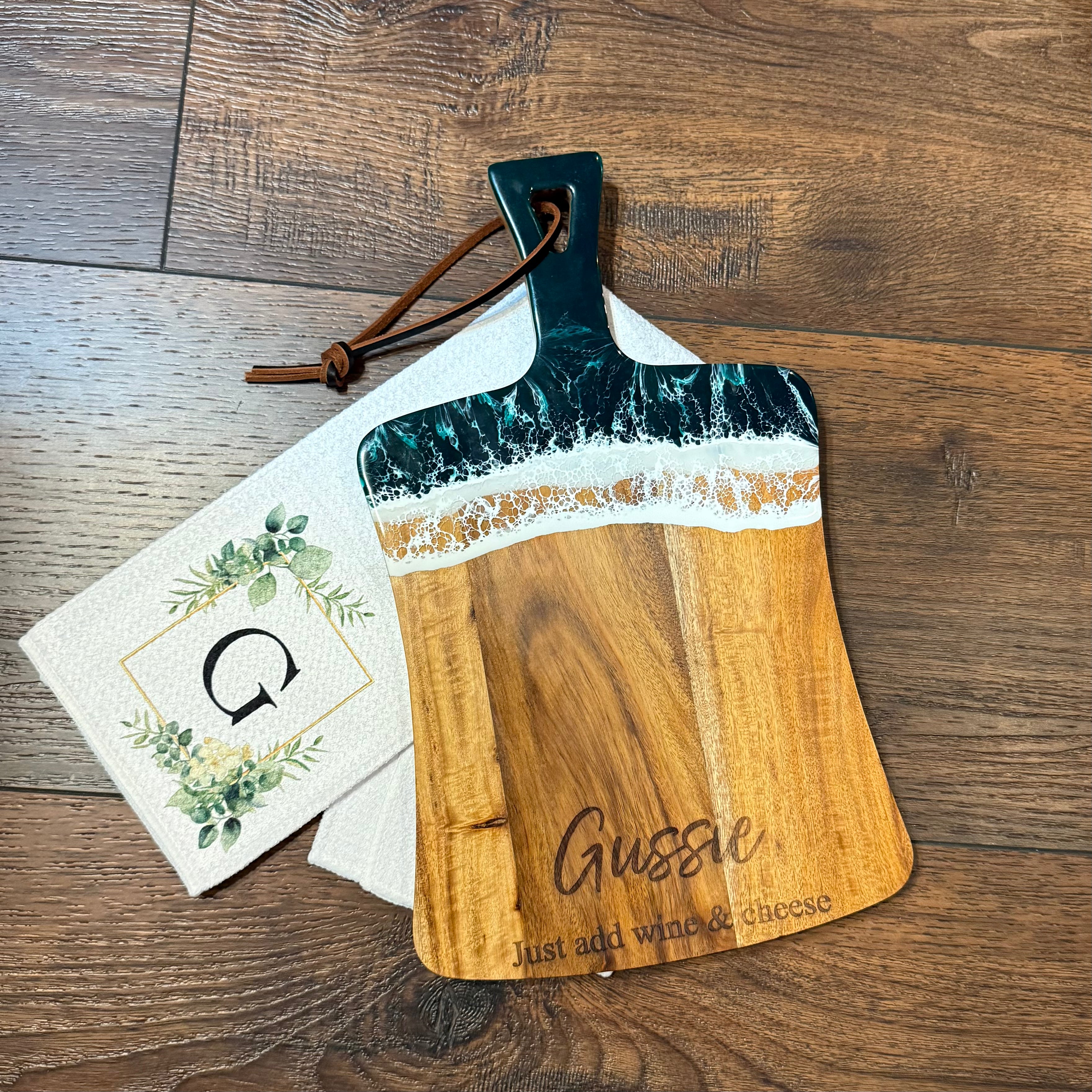 Personalized Ocean Resin board and personalized towel