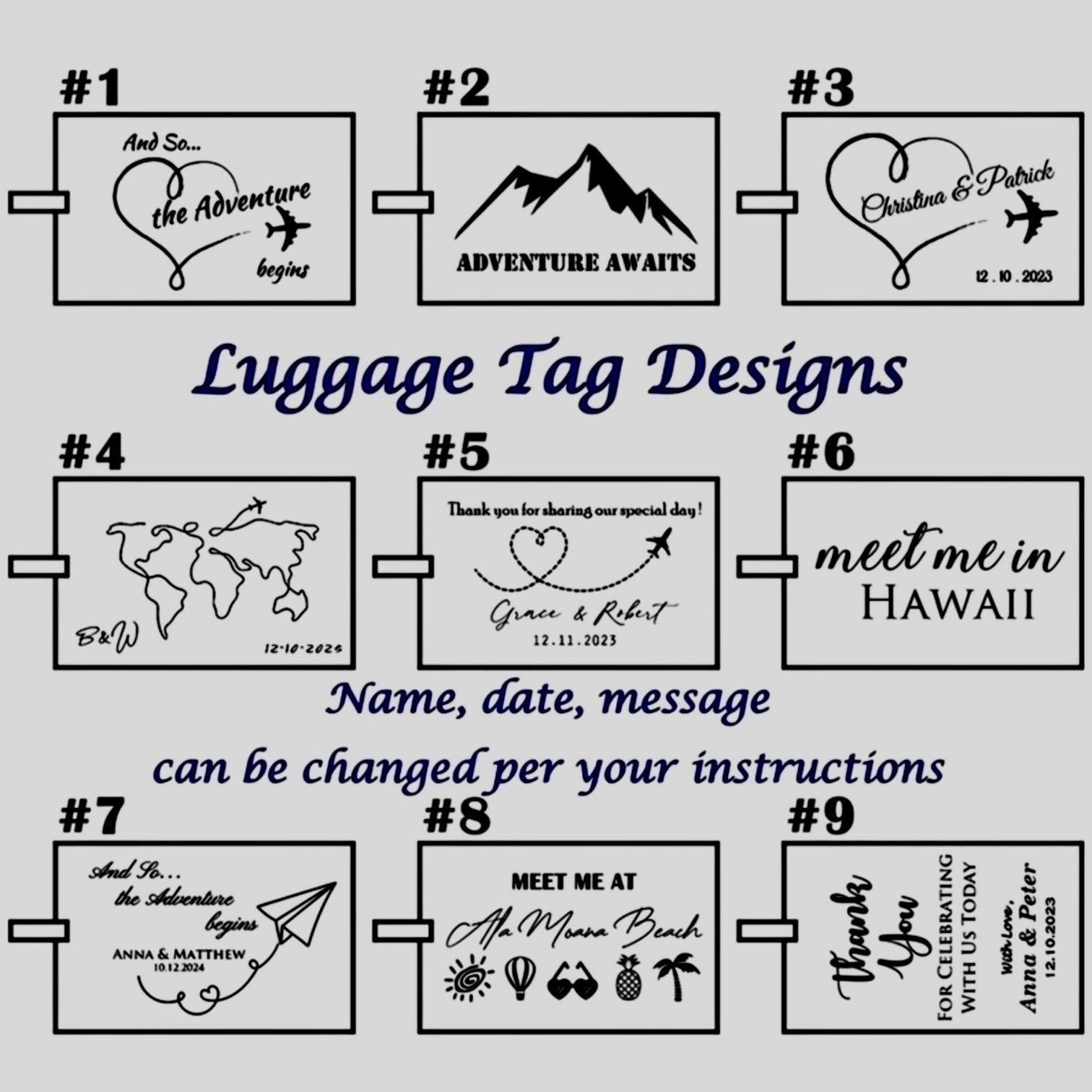 luggage tags design options 1
