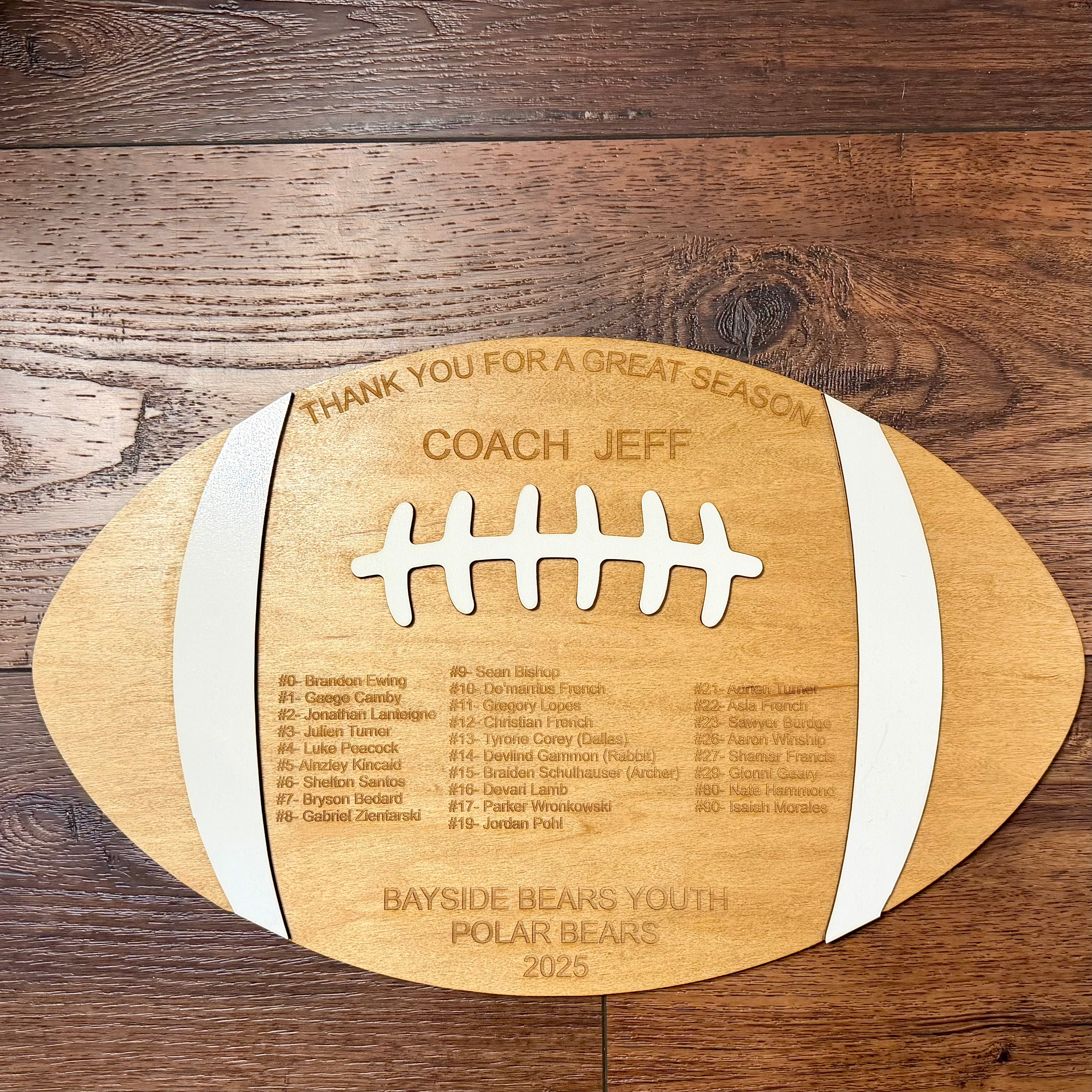personalized youth football plaque
