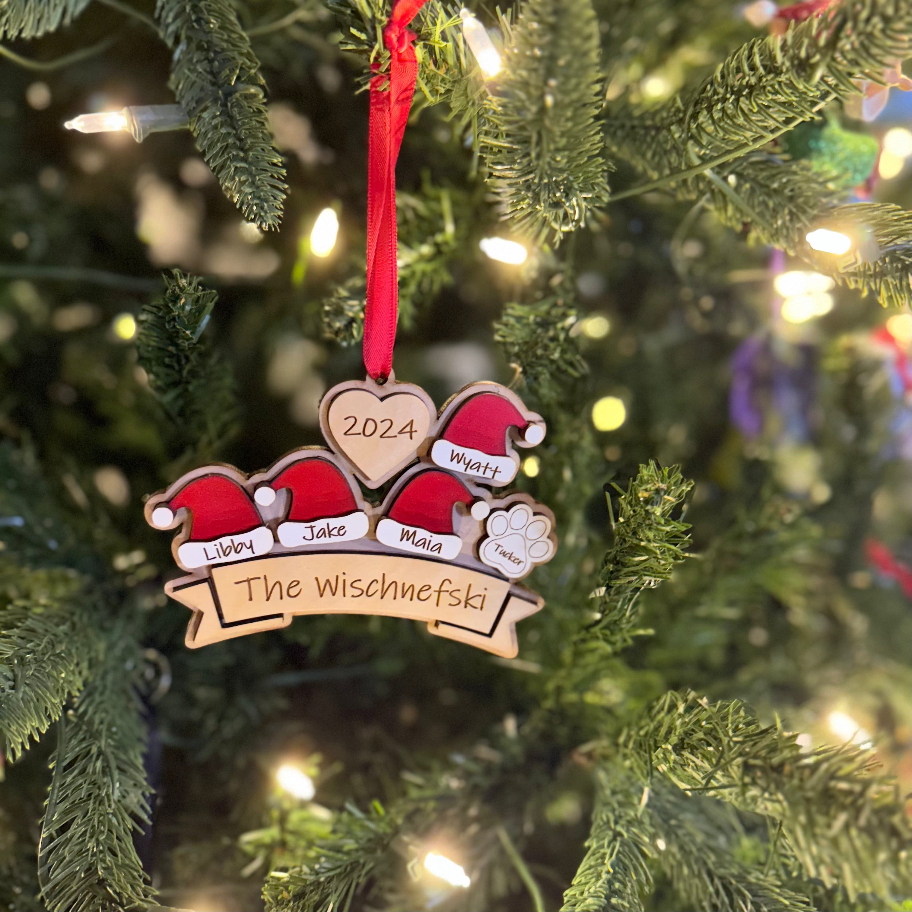 2024 Personalized Family Santa Hat Ornament