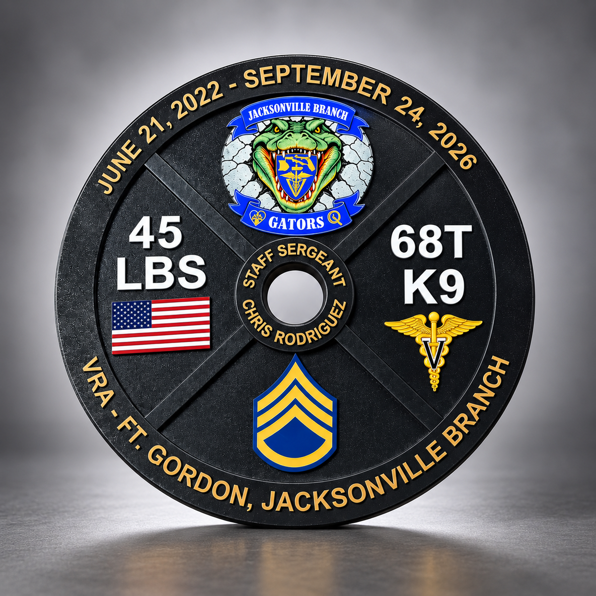 Custom military weight plaque 