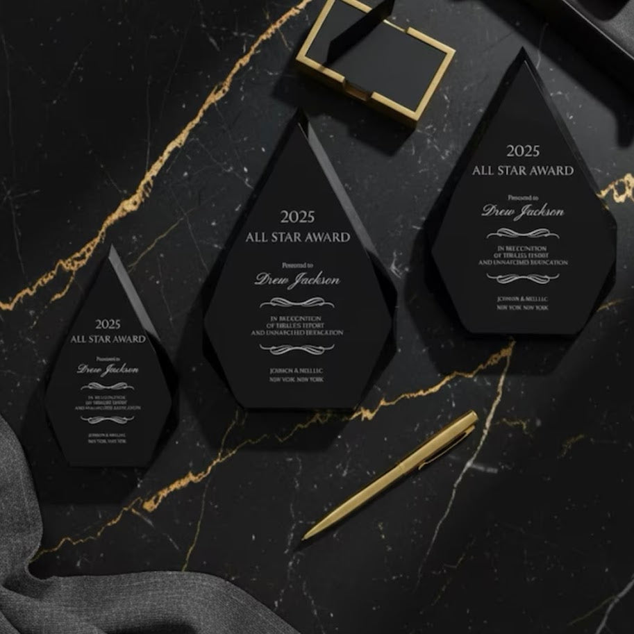 Black Acrylic Diamond Award - Engrave With Purpose 