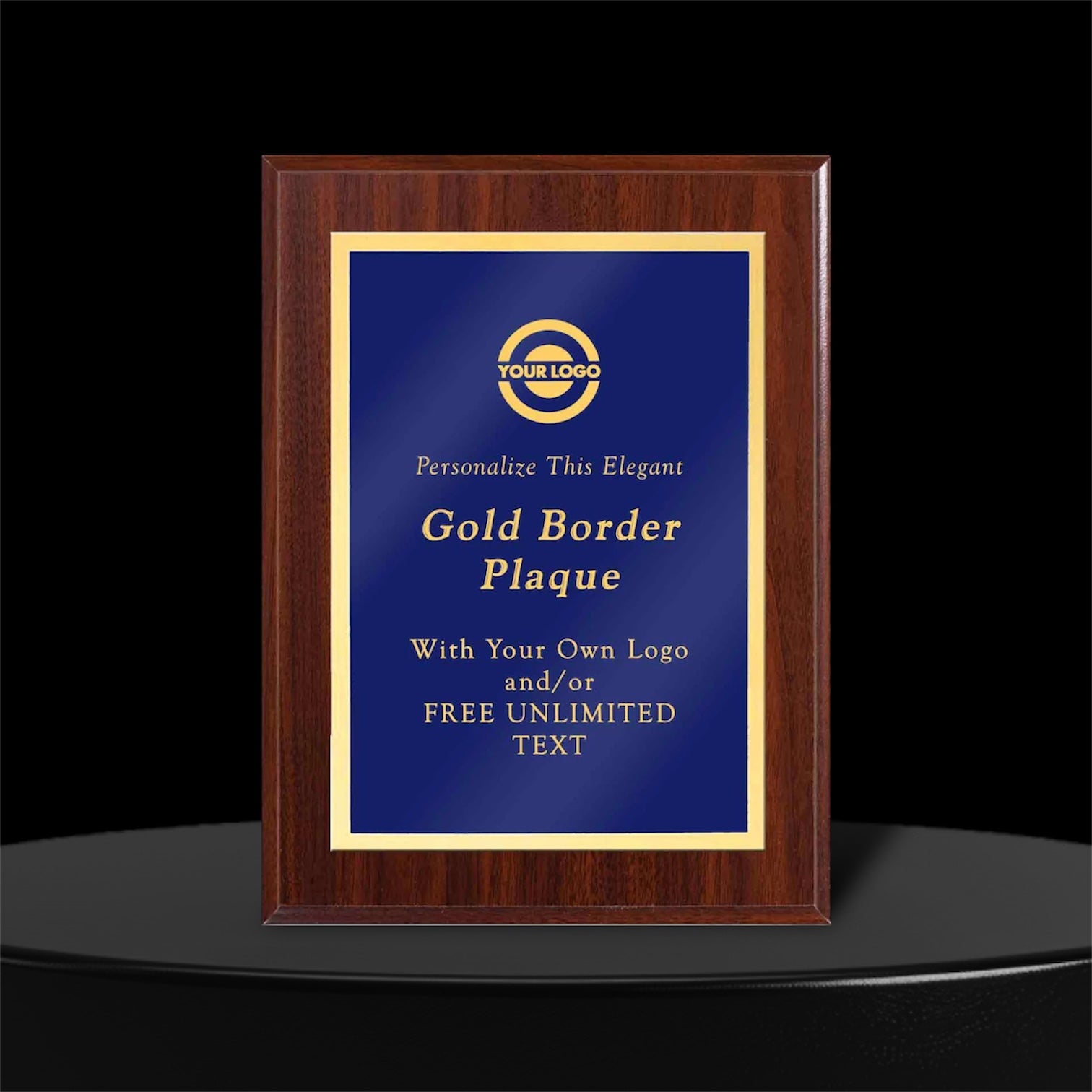 Blue to gold metal plaque 