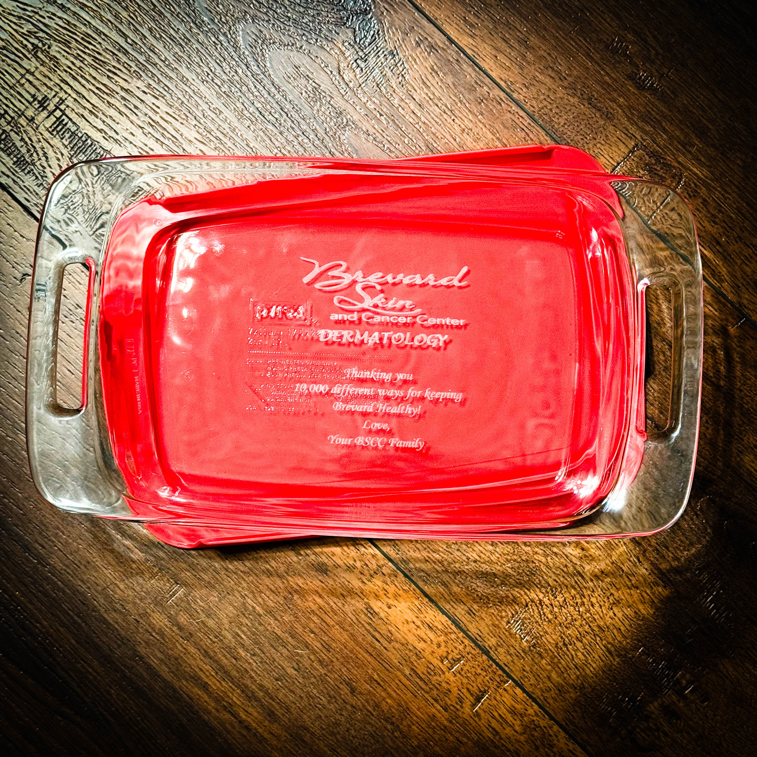 Business logo laser engrave Pyrex dish