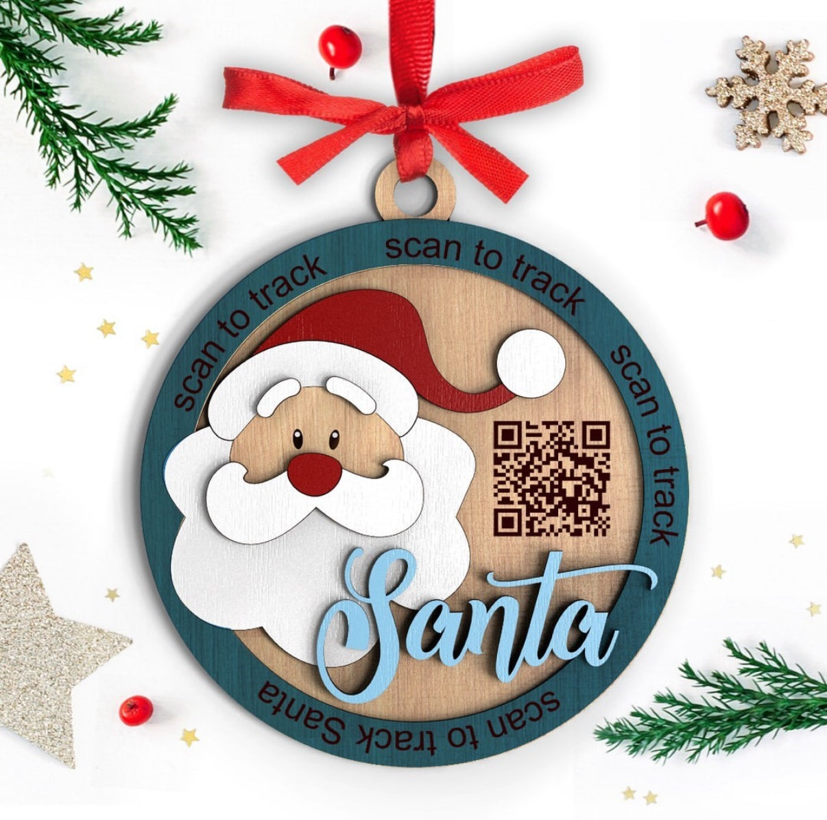 Christmas Santa Tracker QR code Ornament