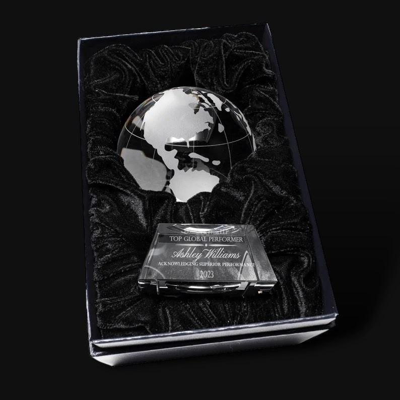 Crystal Globe Award in box