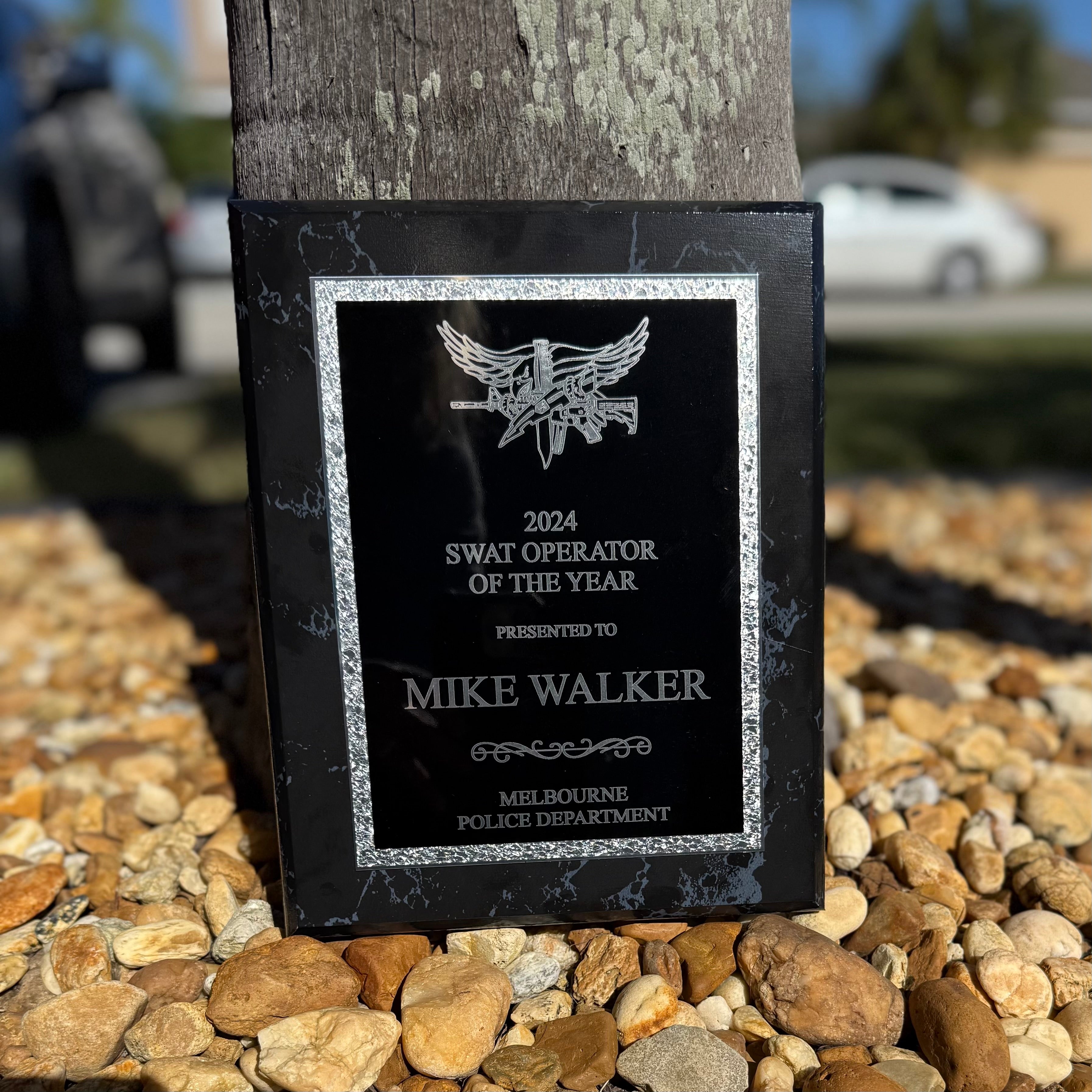 Custom Black Marble Finish Laser Engraved Plaque