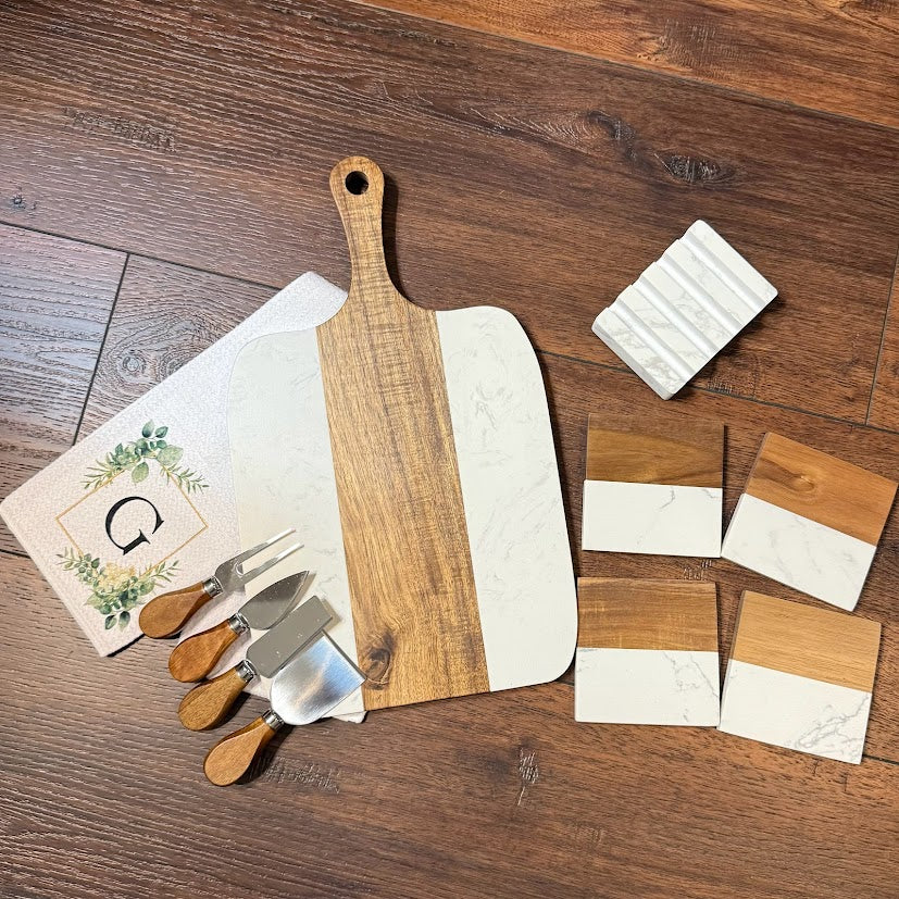 Custom Closing Gift Set - Marble and Acacia Wood
