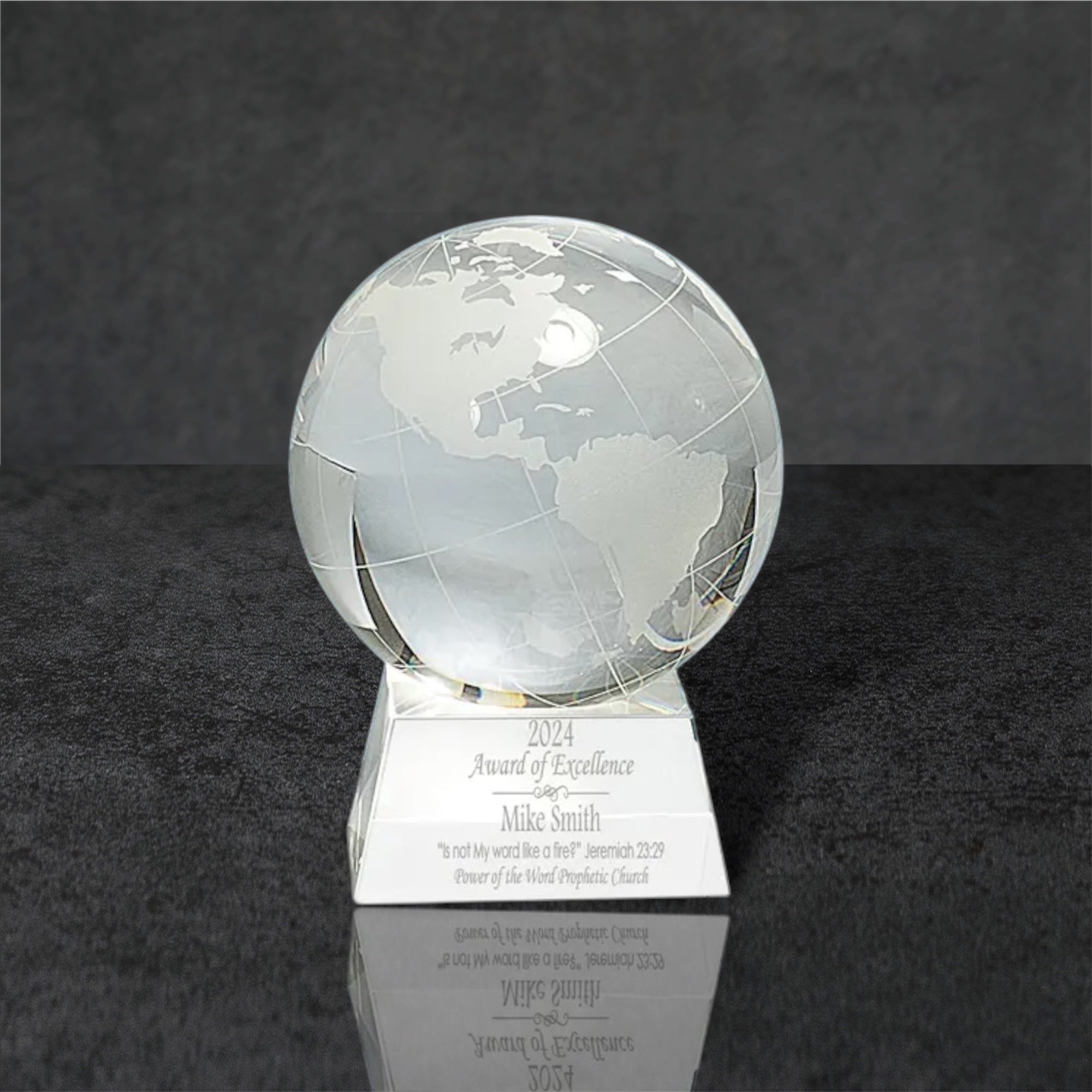 Custom Crystal Globe Award