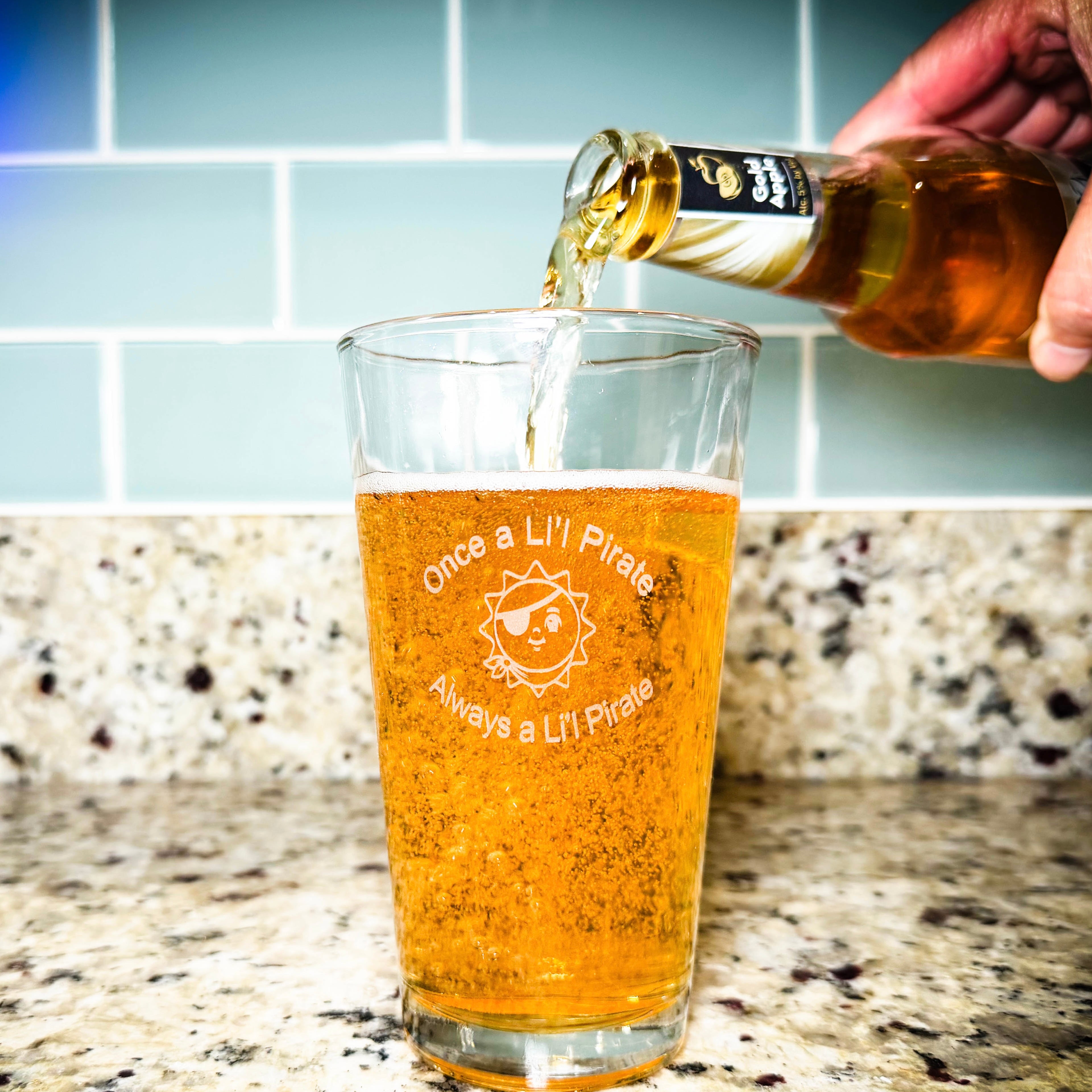 Custom Laser engraved logo on pint glass