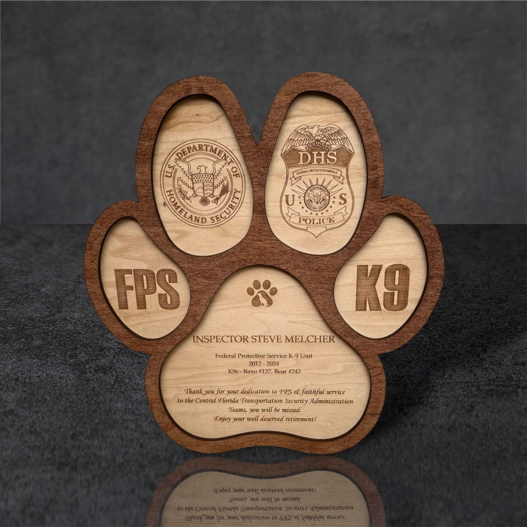 custom k9 paw plaque 