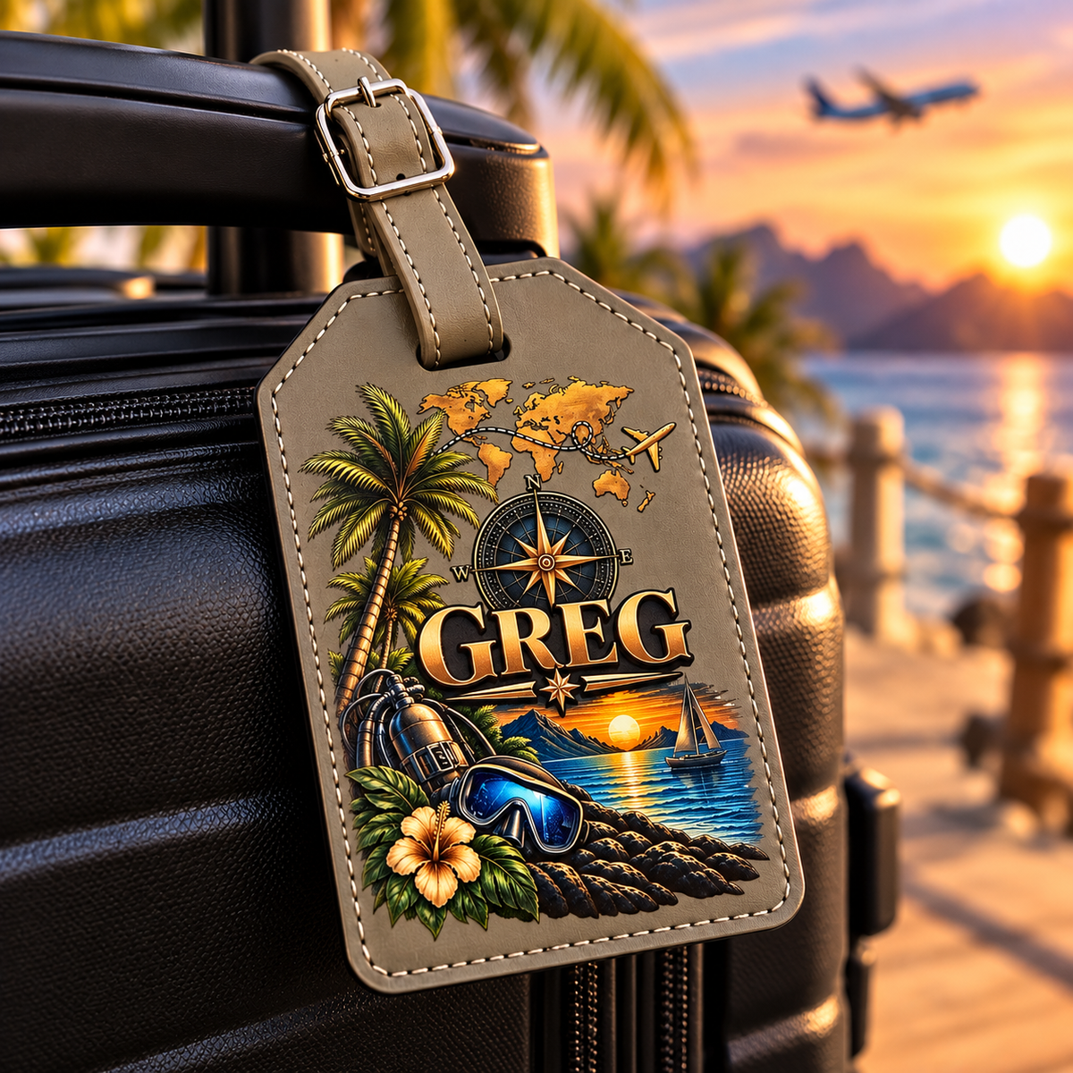 A personalized luggage tag