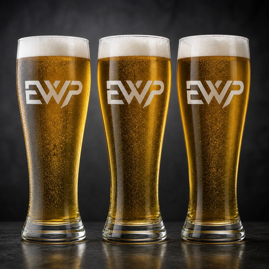 Laser engraved beer pilsner glass with custom logo