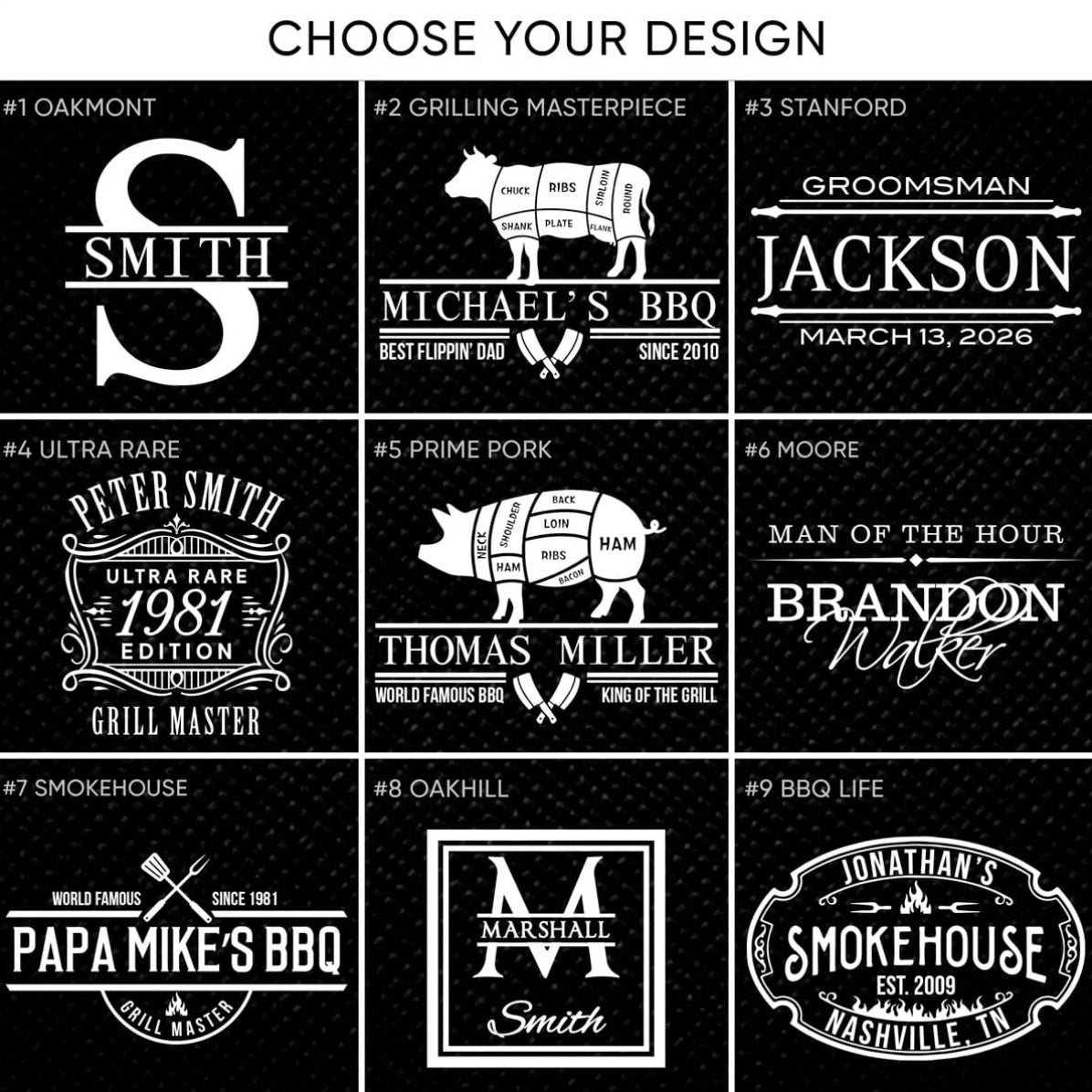 Personalized BBQ set design options