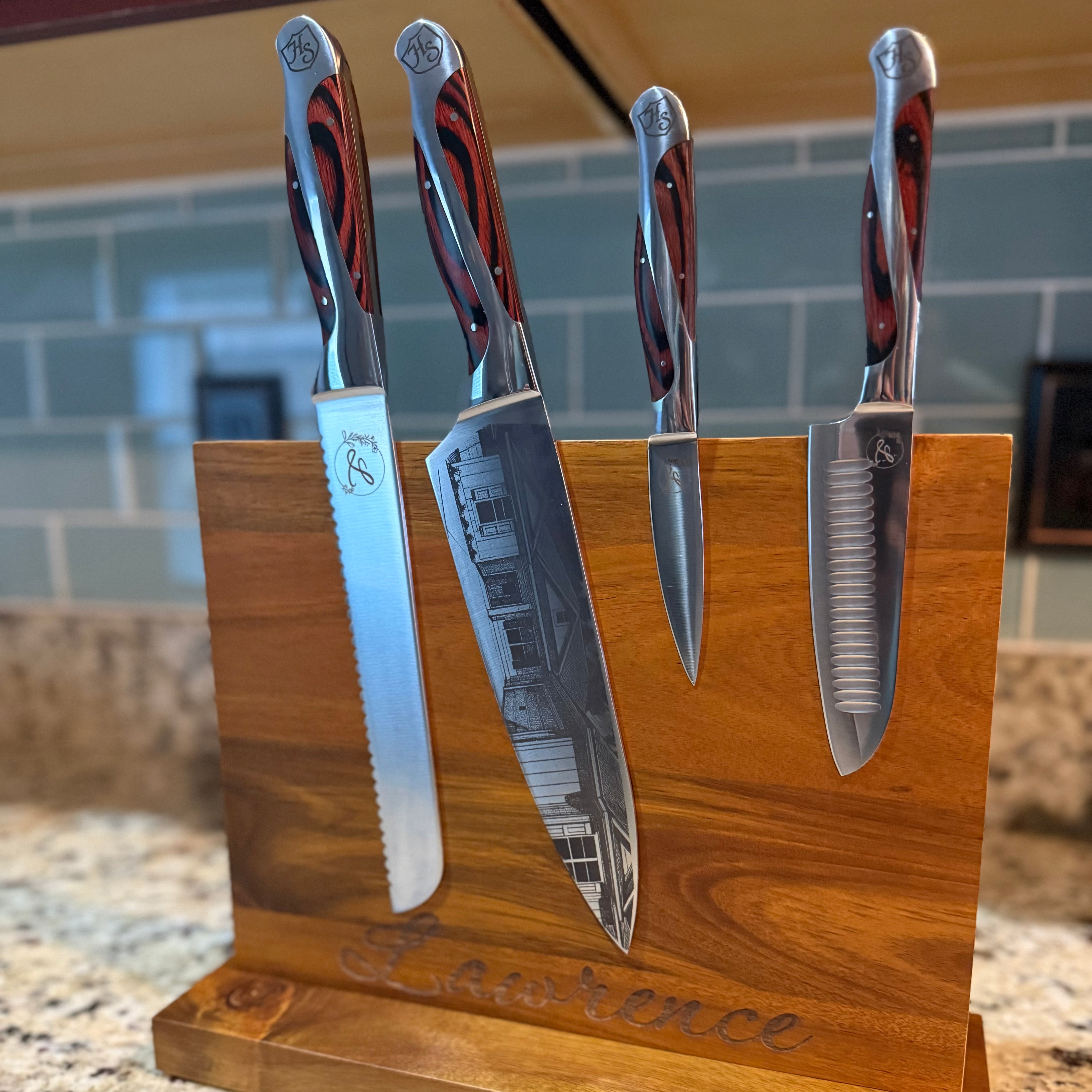 Personalized Magnetic Wooden Knife Block