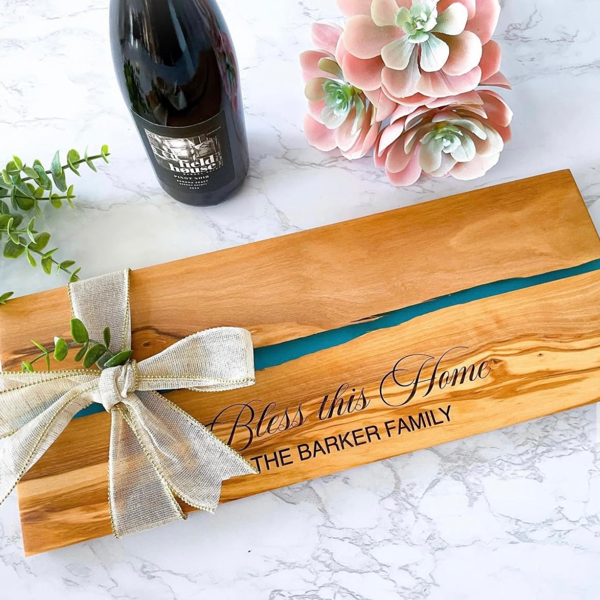 Personalized Olive wood resin charcuterie board