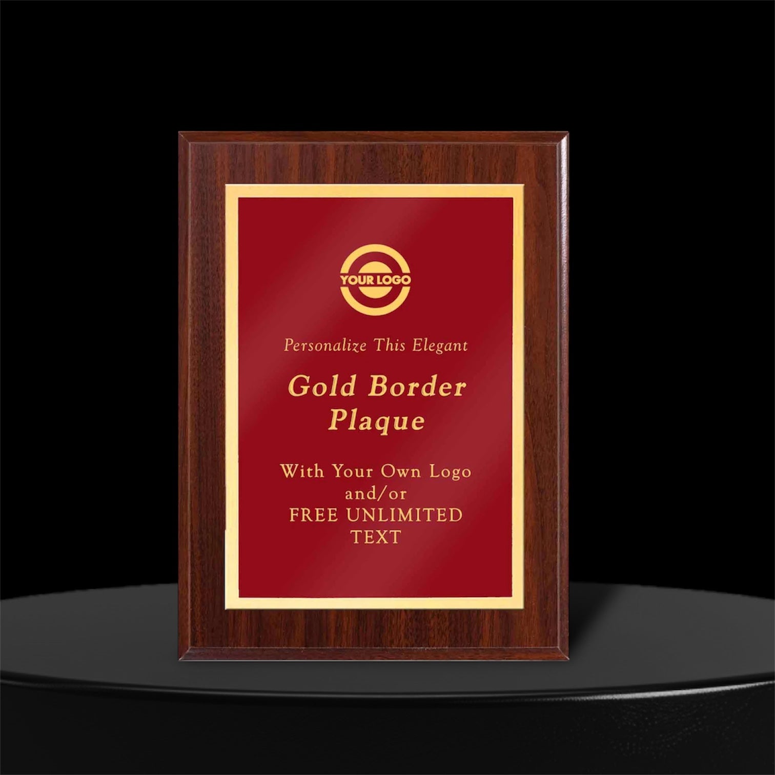 Red to gold metal plaque 