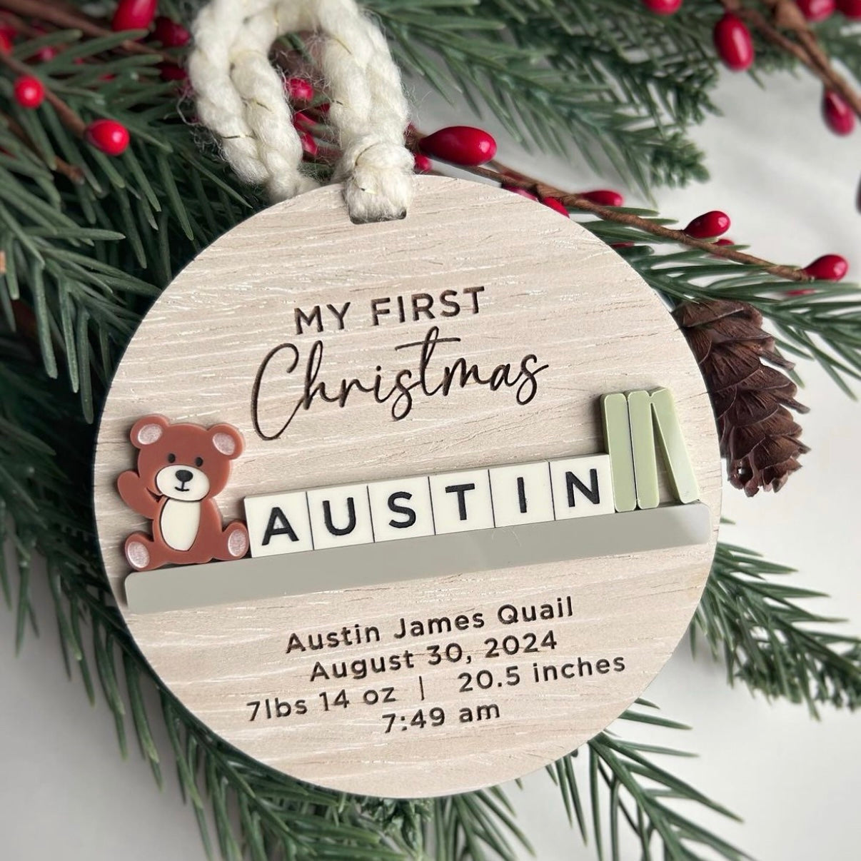 Personalized Baby's First Christmas Ornament 2024