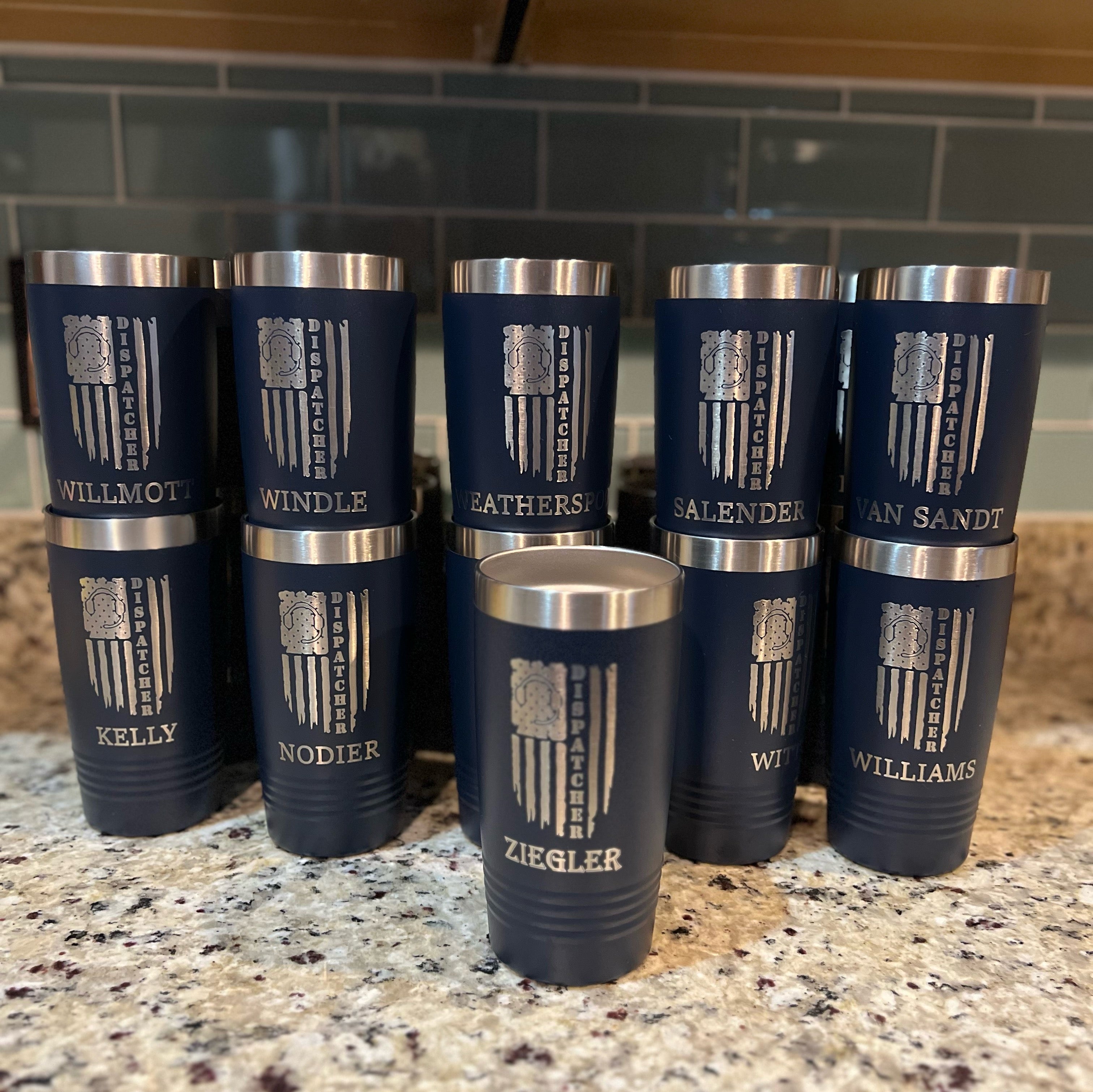 custom 20oz navy tumbler