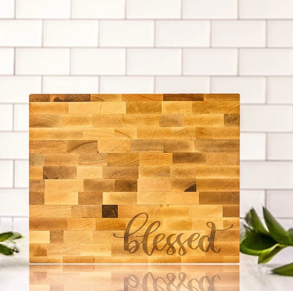 end grain personalized cutting board 