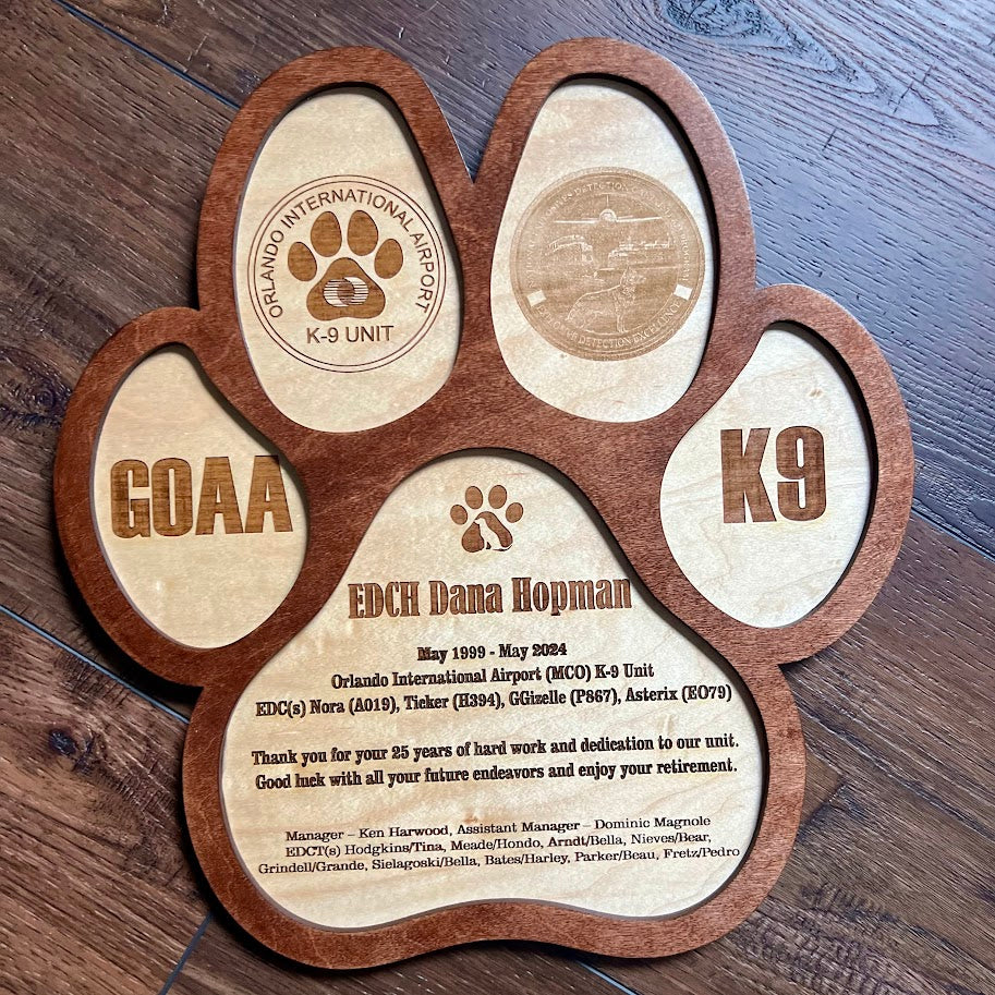 GOAA personalized K9 plaque 