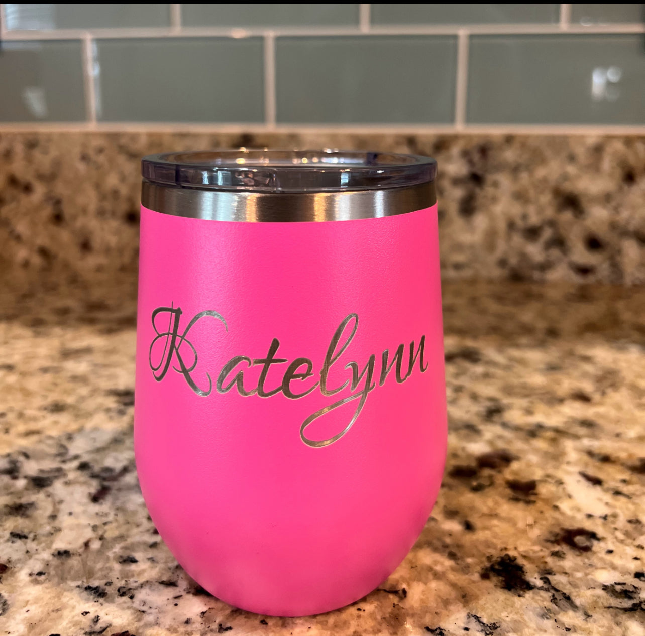 laser engraved wine tumbler 