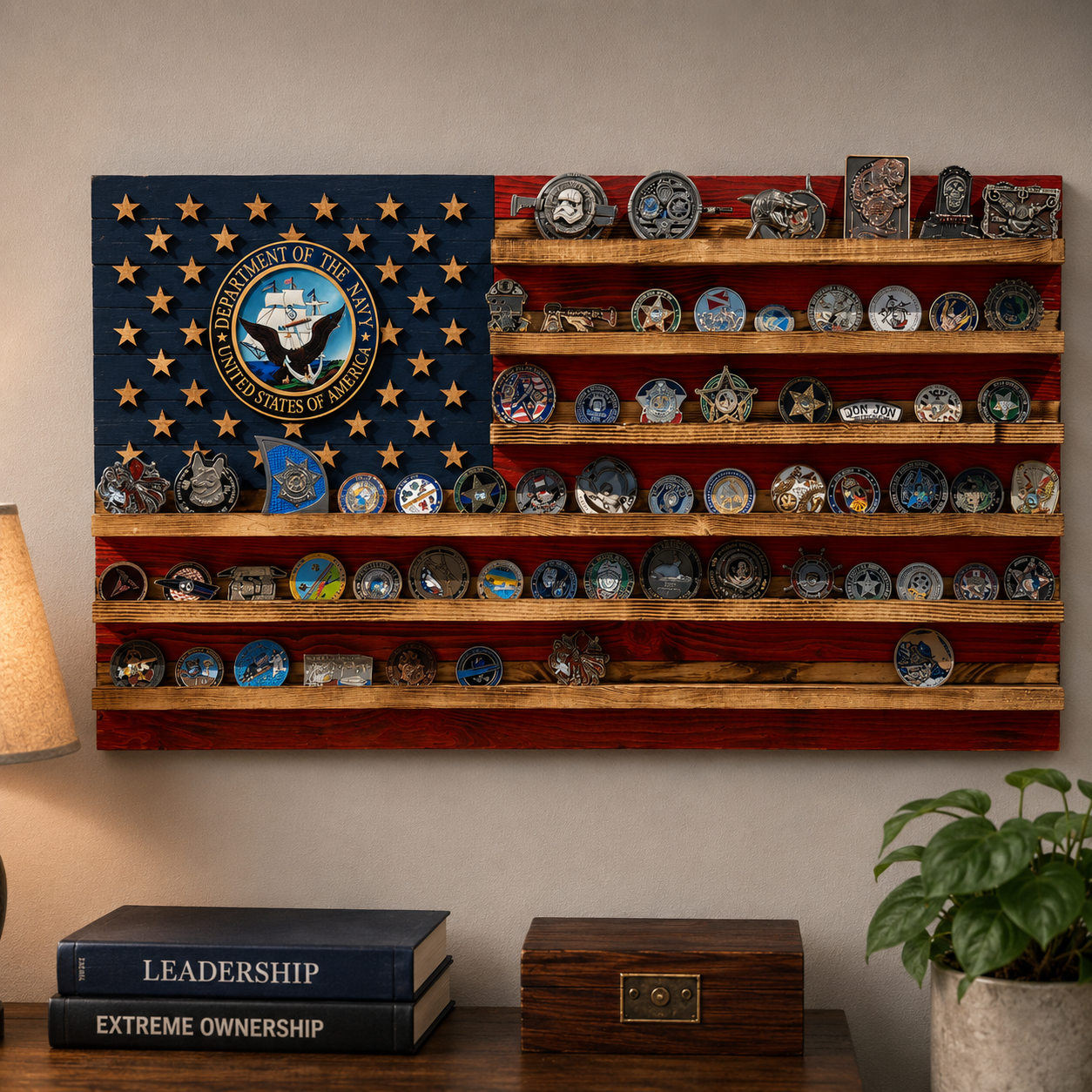 Custom navy coin holder