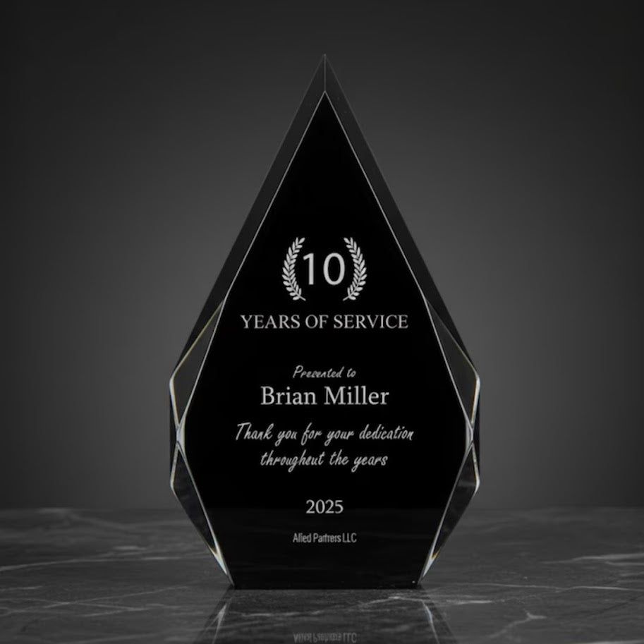Black Acrylic Diamond Award - Engrave With Purpose 