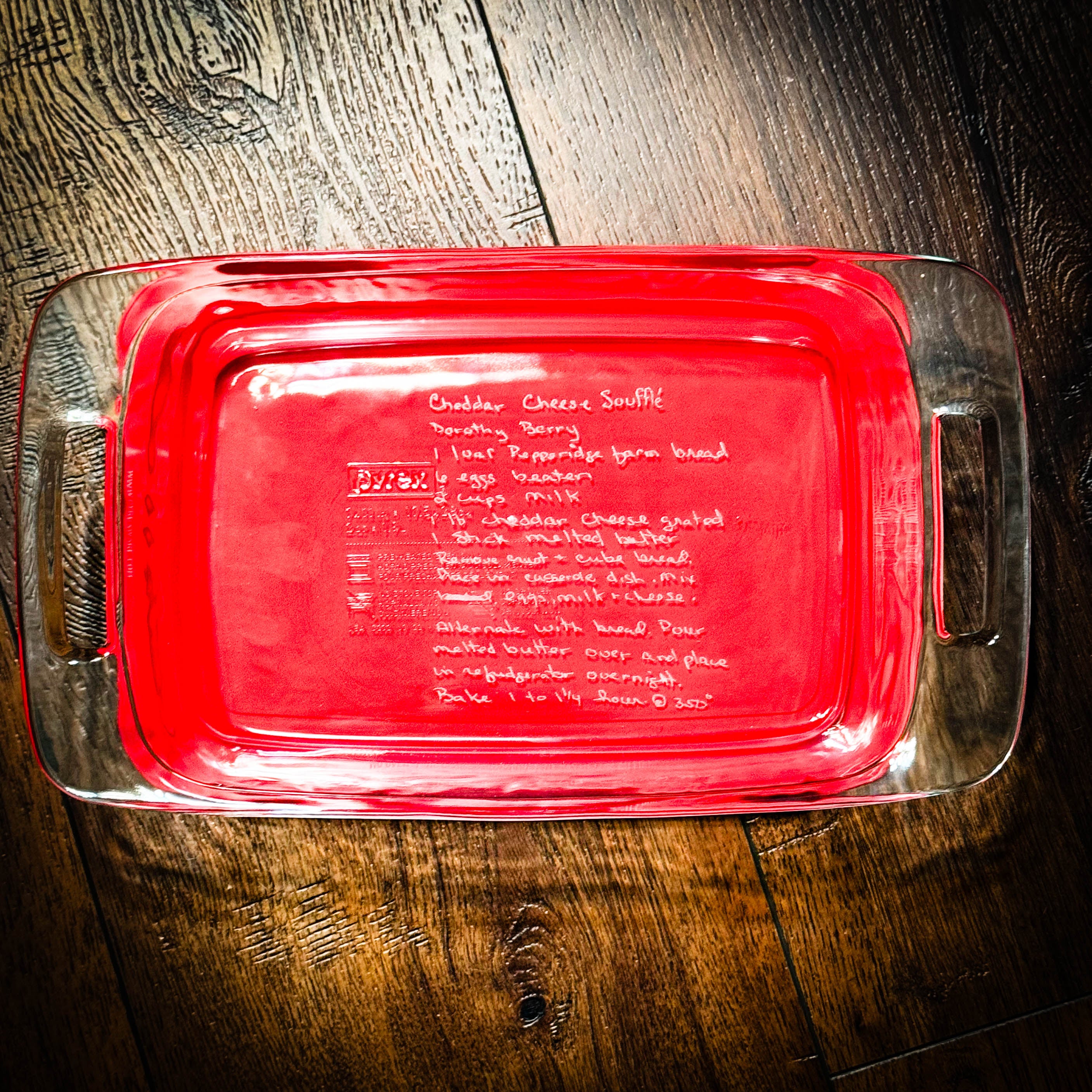 recipe engraved casserole dish  