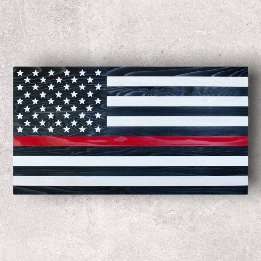 thin redline wood flag 